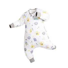 Little You Organic Baby Sleeping Sack with Long Sleeves and Open Legs / Wearable Blanket / 100% Sea Island Cotton / Oeko-TEX Standard 100 Certified (6-18 Months, Monster),White, Grey(LYTC001)