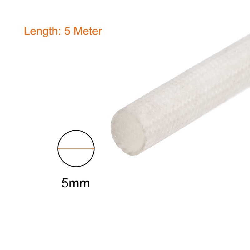 Rebower Fibreglass Sleeve Insulated Cable Protection Tube - 16.4Ft-5mm/White