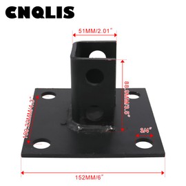 CNQLIS 2 Slotted Hole U Post Base Strut Mount Fit,for 1-5/8” Square Single Channel,Heavy Duty Black Powder-Coated Galvanized Steel,Rail Crossmember Mounted Taller Strut Channel 6 PCS(Black)