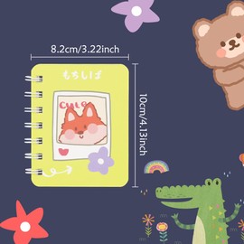 4 Pcs A7 Animal Mini Notebooks,Cartoon Small Spiral Pocket Journal Hardcover Note Books Fox Bear Rabbit Crocodile Lined Portable Notepad Diary Party Gift for Kid School Home Office Supplies