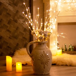 Vanthylit 3PK 30'' Lighted Birch Twig Branches with 60 LED Warm White Bulbs Waterproof Adapter in for Outdoor and Indoor Decor