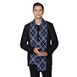 Xinmurffy 100% Wool Travel Scarf Long Pashmina Shawls and Wraps for Women Cashmere Warm Winter Large Blanket Scarves, M Blue-3, Large