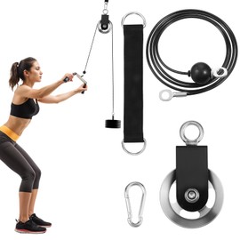 3.46in Cable Pulley Wheel with Hanging Strap and Carabiner, and Fitness Pulley Cable Steel Wire Rope, 88mm Silent Rotation 360 Degree Pulleys for Home Gym Pulleys System, Cables Machine