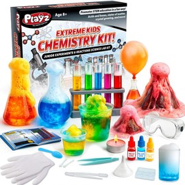 Playz Extreme Chemistry Set – 52 Unique Experiments, Science Kits for Kids Age 8-12, Lab Gear, Volcano Project, Learning Tools, Fair Activity, Discovery Gift, STEM Toys for Boys and Girls