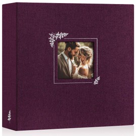 Lanpn Scrapbook Photo Album 12x12, Linen Window Design Cover Top Load 3 Ring Folder Binder Photobook Photo Book 12 x 12 inch with 30 Plastic Sleeves 60 Pages Purple