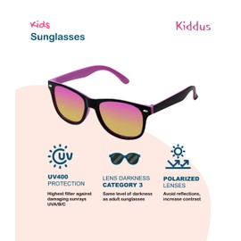 Kiddus sunglasses for boys and girls UV400 100% protection against ultraviolet sun rays. Suitable for children aged 6 and over. Shock-proof, safe, lightweight and comfortable. -