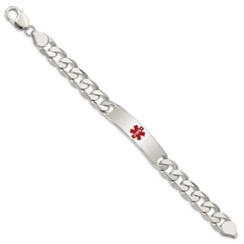 Precious Accents Sterling Silver Polished Medical Curb Link ID Bracelet