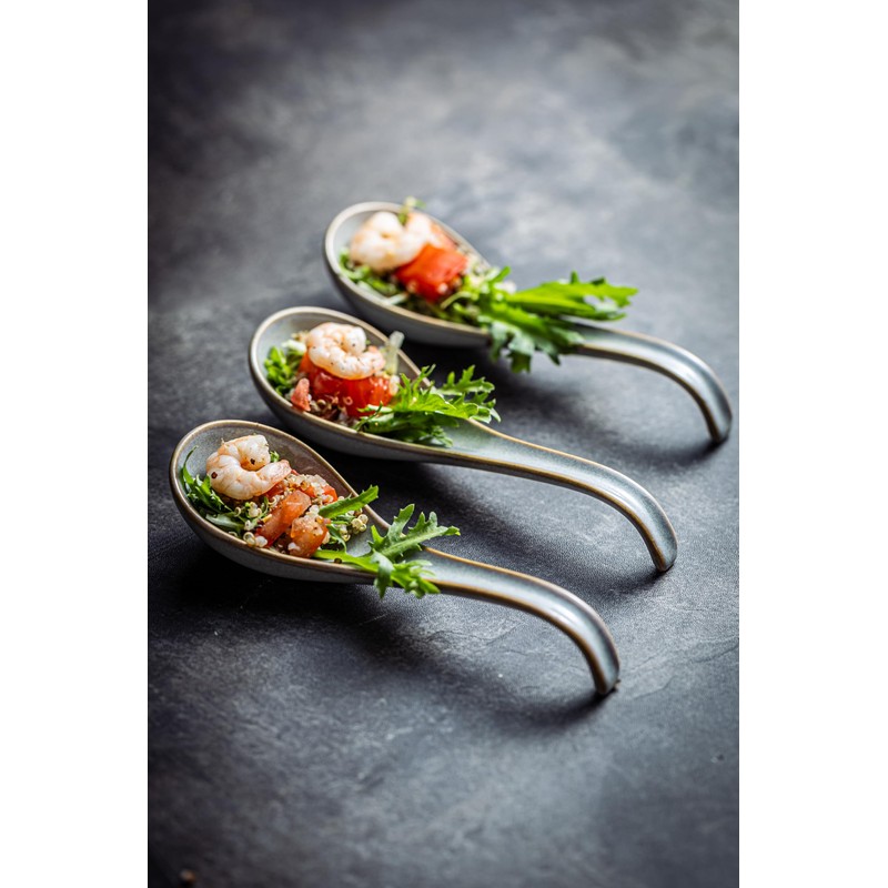 LYEOBOH Ceramic Asian Soup Spoons Set of 6 with Long