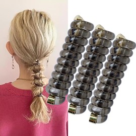 Spiral Hair Tie Braid Hair Band Stylish Phone Cord Hair Coils No Crease Ponytail Holders for Women Girls Long Curly Hair Black Coffee