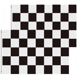 2 Pcs 5ft x 3ft Checkered Flags Black and White Racing Flags and Banners 90 * 150cm with Two Brass Grommets Racing Flags for Festival Party Sport Events Gardens Bar Indoor and Outdoor Decoration