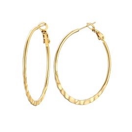 FOCALOOK Hoop Earrings Silver/Gold/Black Women's Stainless Steel Hoop Earrings 30 mm 40 mm 60 mm 80 mm Circle Hoop Earrings Large / Medium Huggie Hoop Earrings, Stainless steel, yellow gold