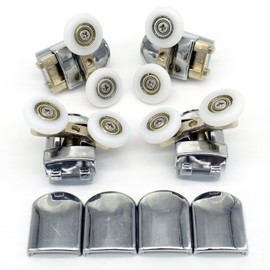 Set of 4 Twin Shower Door Rollers Runners Wheels Pulleys 23mm Wheel Diameter Top Bottom Bathroom Replacement Parts