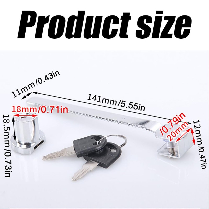 4Pcs Sliding Glass Door Ratchet Lock, Keyed Alike Showcase Display