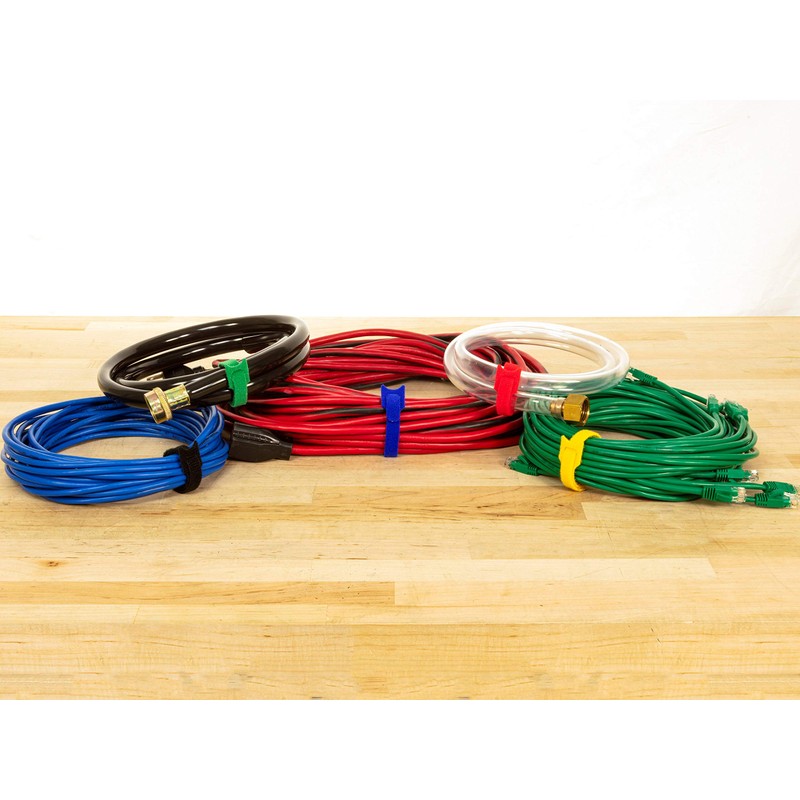 6 Inch Blue Hook and Loop Tie Wrap - 50