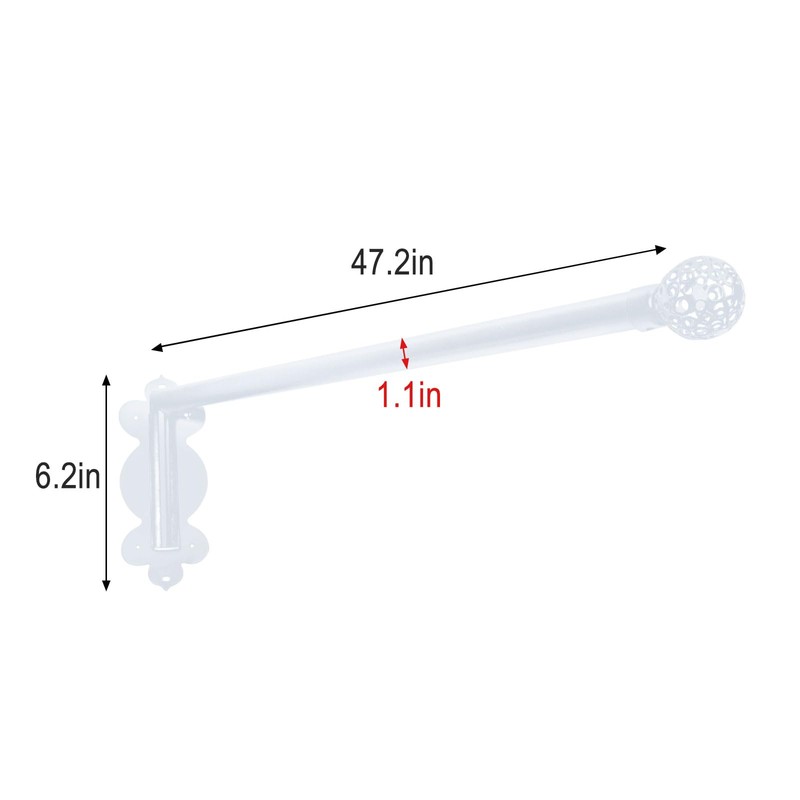 Swing Arm Curtain Rod, 47'' Long, 1.1'' Diameter, Rotate about