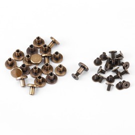 20 Screws with Thread Copper 5 mm / 6.5 mm / 8 mm Metal Accessories Nails Rivets Buttons Leather Decoration Bookbinding Flat Head Screws Slotted Screws (8 mm)