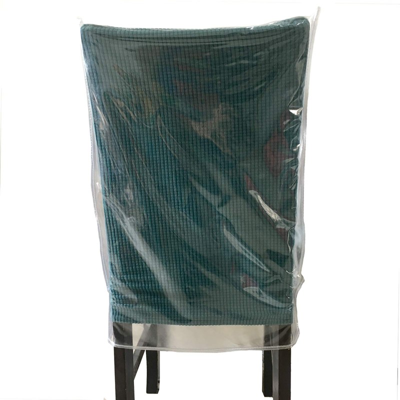 Swanna Plastic Dining Chair Covers with Backrests,Clear PVC Seat Chair