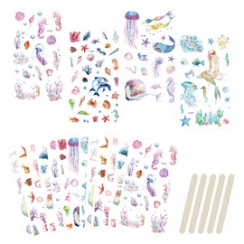 WANDIC 16 Sheets Rub On Transfer Stickers Fish Pattern Stickers Ocean Aesthetic Decoration Scrapbook Stickers for Scrapbook Diary Planner Album (Ocean) FZ-WD331