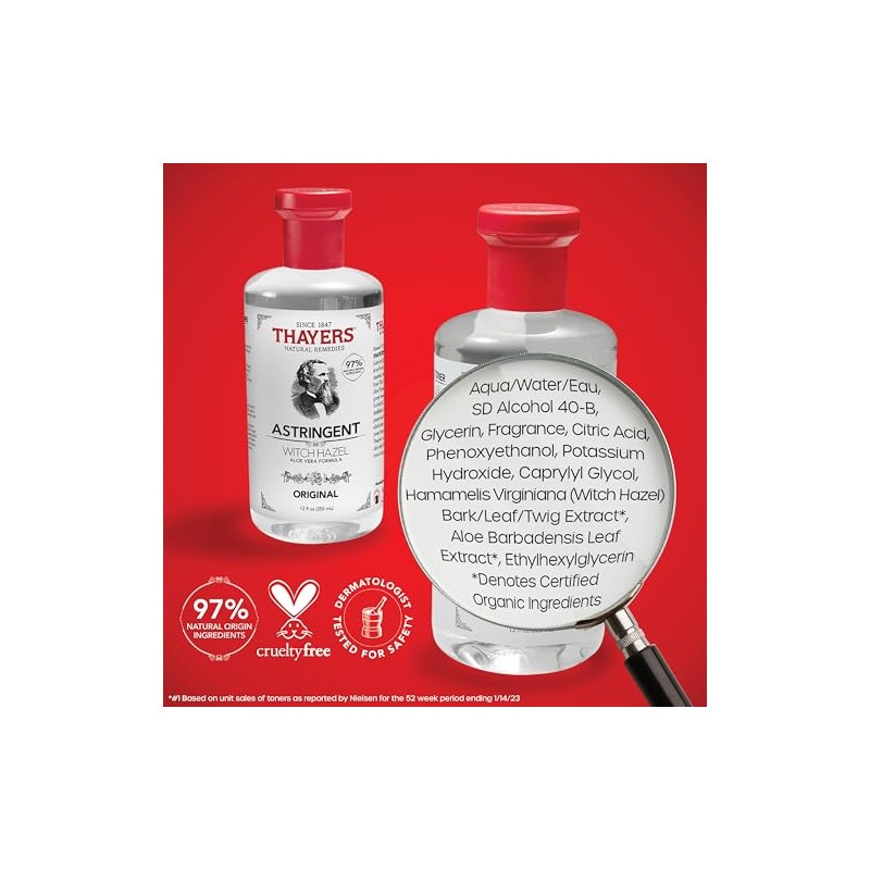 Thayers Astringente original de hamamelis con fórmula de aloe vera,
