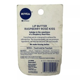 NIVEA Lip Butter Raspberry Rose Kiss 0.59 oz Tin Shea Almond Oil Belgium RARE