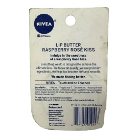 NIVEA Lip Butter Raspberry Rose Kiss 0.59 oz Tin Shea Almond Oil Belgium RARE
