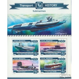 Prophila Collection Maldives 5530-5533 Mini Sheet (Complete Edition) Mint NH 2015 Submarines (Stamps for Collectors) Seafaring/Ships