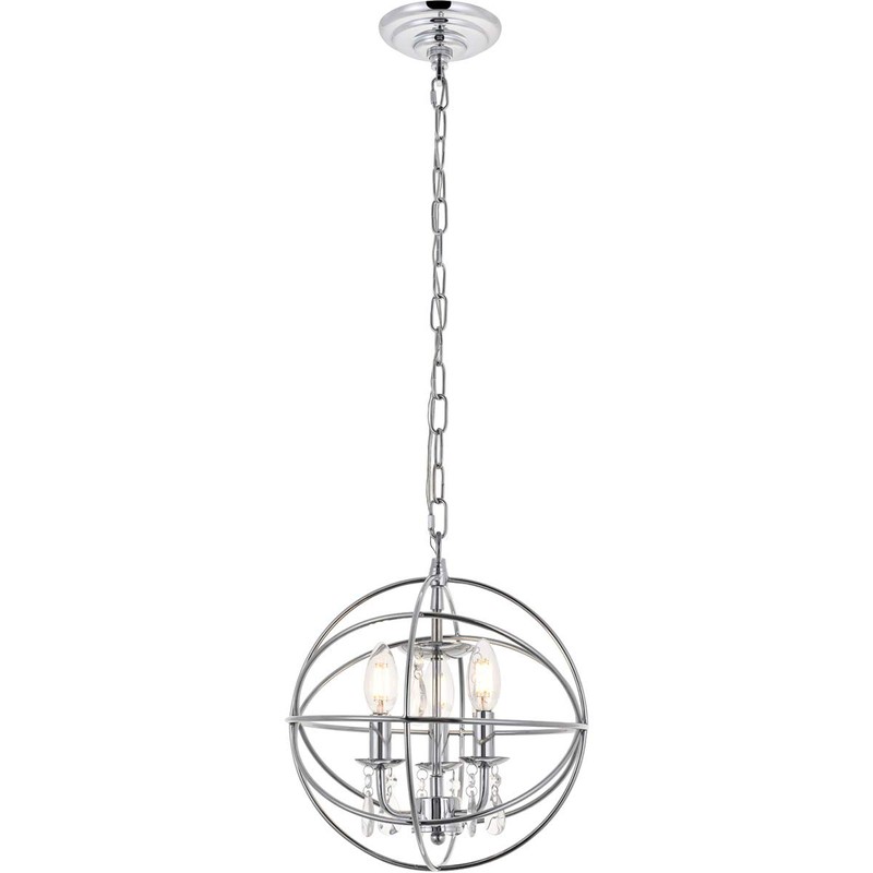 Living District Wallace 3-Light Mid-Century Metal Pendant in Chrome and