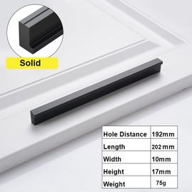 Qrity 2 Units L 90° Kitchen Cupboard Cabinet Door Handle Pull Knobs Dresser Drawer Handle Sets, Aluminum Alloy, Solid, 192mm