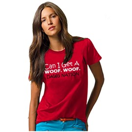 Can I Get A Woof Woof Ladies T Shirt Dawg Nation Medium Red