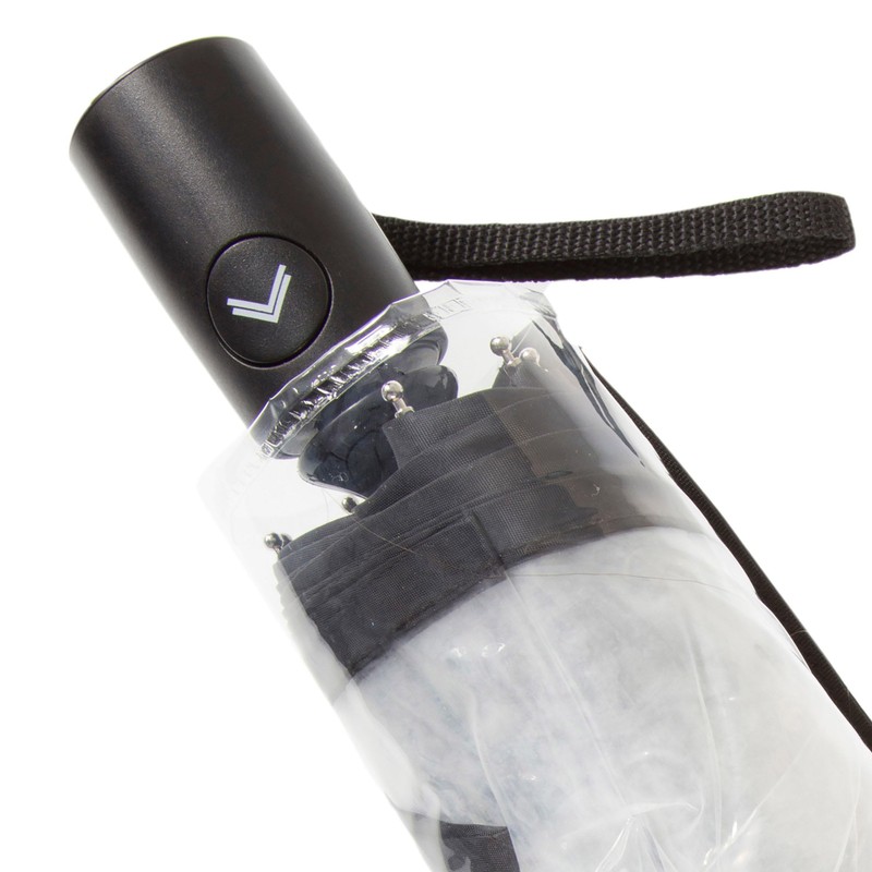 Isotoner Ladies Heavy Duty Transparent Manual Open/Close Umbrella PVC Black