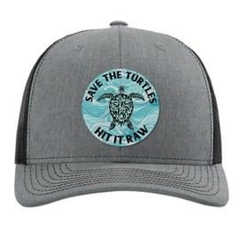 Save The Turtles Hit It Raw Hat - Funny Trucker Hat - Funny Beach Hats For Men - Plastic Straws Environment - Christmas Birthday Gift For Dad Husband Son Boyfriend - Richardson 112 Trucker Hat