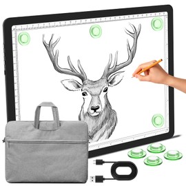 Phylosal Magnetic A4 Light Pad with Bag, Super Bright Light Box with Side Button, Diamond Art Light Board, Lightbox for Tracing and Drawing, USB Power Light Table for Sketching, Weeding Vinyl (Black)