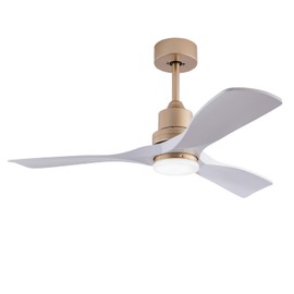 SHOUMANUAL 48 Inch Ceiling Fan with LED Light, Industrial Indoor Chandelier Fan with Remote Control, 3-Colors, 6-Speeds, Reverse Function, Quiet DC Motor, Timer for Bedroom Living Room (White)