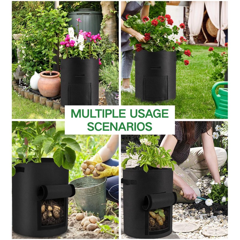 Moyios 6-Pack 15 Gallon Potato Grow Bags – Durable Nonwoven
