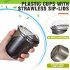 Ziliny 50 Sets Clear Plastic Coffee Cups with Sip Lids,
