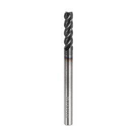HARFINGTON Carbide Square Nose End Mill Bit 1/8" Cut Dia 4 Flutes TiAlN Coated Milling Cutter for Hardened Steel Metal (1/8" Shank 3/8" Cut Length 1-1/2" Long 45 Degree Helix)