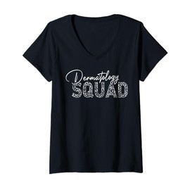 Womens Dermatology Squad Dermatologist Nurse Leopard V-Neck T-Shirt
