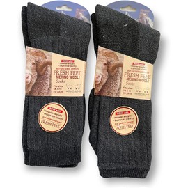 ZRWASKA 2 Pairs Men's Merino Wool Warm Thermal Socks Winter Outdoor Walking & Hiking Gray Charcoal Socks Size UK 6-11 (2 Pairs Charcoal)