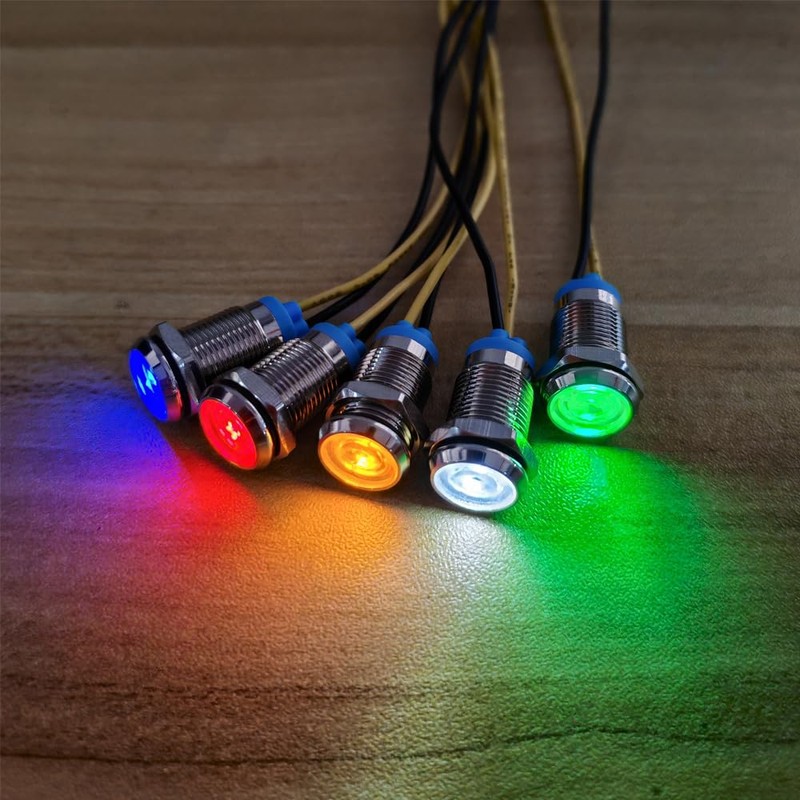 Gebildet 5pcs 10mm 230V AC LED Metal Indicator Light Waterproof