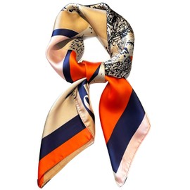 Clysoru Scarfs For Women Vibrant Colors Scarves Lightweight And Silky Square Scarf 27.5 * 27.5 in (Orange big horse)