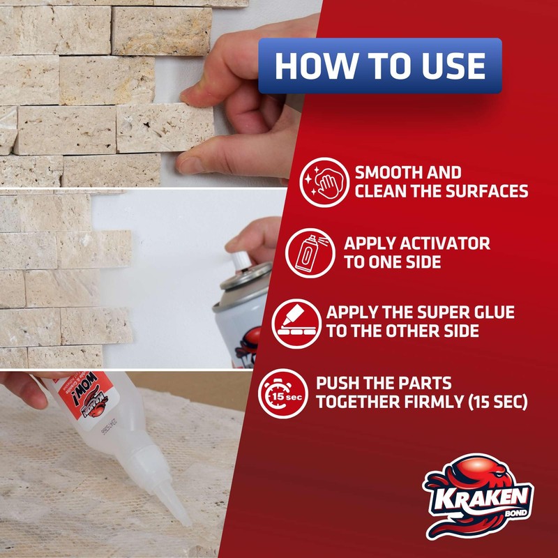 Kraken Bond Wow Marble & Granite CA Glue with Activator