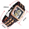Dentily Exquisite Square Hollowed Out Quart Mens Wooden Watches Transparent