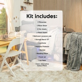 Hearth & Harbor Complete College Dorm Room Essentials Twin XL Bedding Comforter Set, Bed in a Bag Comforter Set, Black & Gray