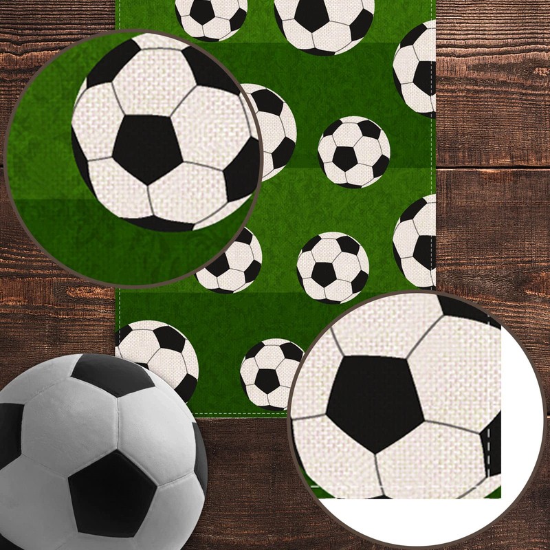 Pudodo Soccer Table Runner Sport Baby Shower Tablecloth Soccer Theme