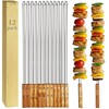 12 Pack Kebab Skewers BBQ Barbecue Skewers Stainless Steel Flat