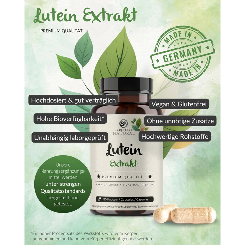 Lutein 50 mg 120 Capsules - 1000 mg Tagetes Extract