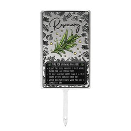 KADAX Signs for herbs, silver metal herb plugs, plant signs, plant plugs, peg labels, metal signs, plant labels, herb labels (rosemary)