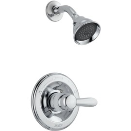 Delta Faucet Lahara 14 Series Single-Function Shower Faucet Set, 5-Spray Shower Head, Shower Handle, Chrome Shower Faucet, Delta Shower Trim Kit, Chrome T14238 (Valve Not Included), Without Rough