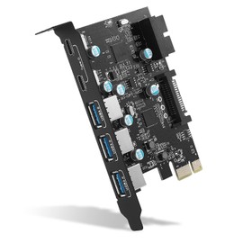SINEFINE Tarjeta de expansión PCI-E x 1 a USB, 3.0 5 Gpbs (3 x USB A - 2 x USB C - 1 x cabezal interno de 19 pines) PCI Express USB, placa base para PC de sobremesa, para Windows, Mac OS Linux, 3A2C