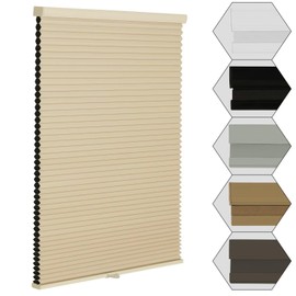 MYshade Cordless Blackout Window Blinds & Shades Pull Down Room Darkening Window Shades Light Blocking Honeycomb Cellular Shades for Indoor Windows Easy to Install 29 inch Wide, H72 Beige Blinds